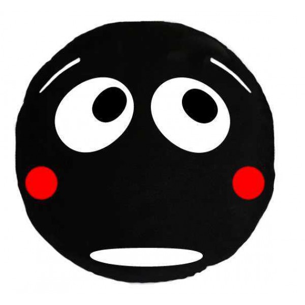 Soft Smiley Emoticon Black Round Cushion Pillow Stuffed Plush Toy Doll (Shy Boy)